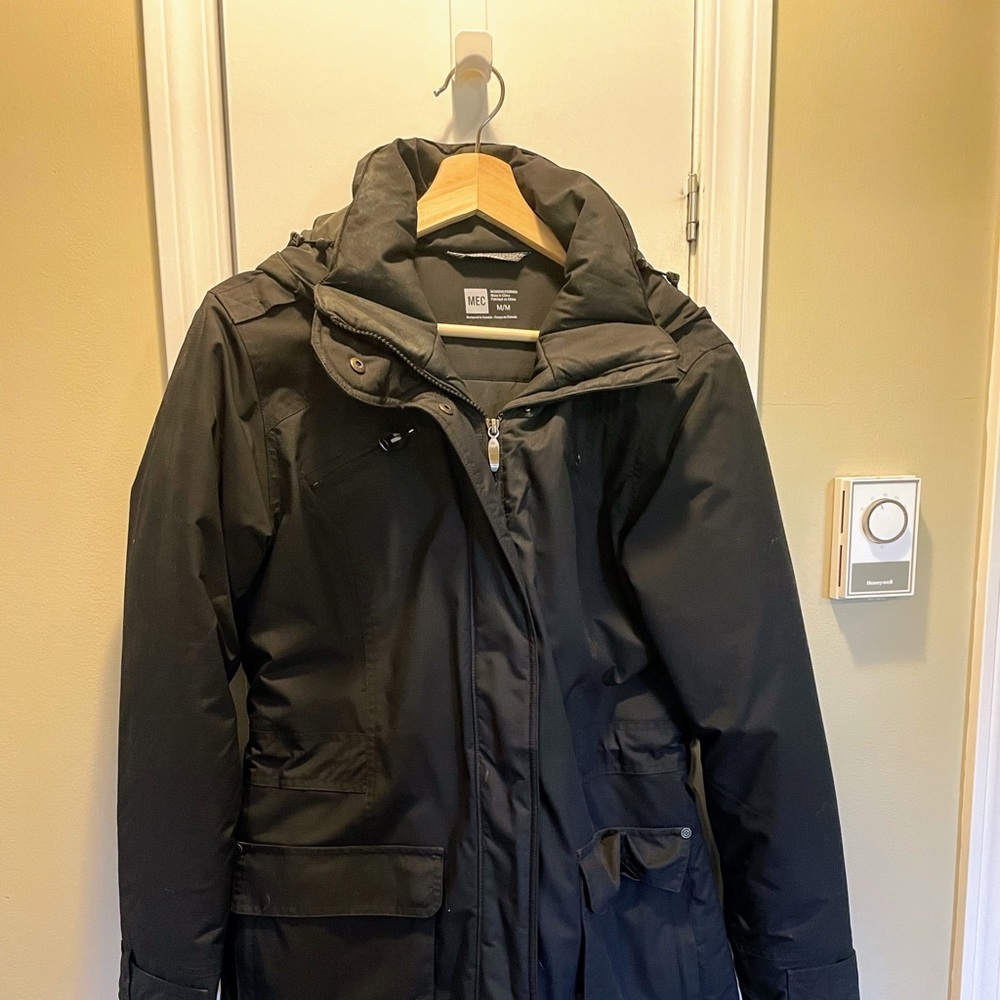 MEC black winter coat, size M